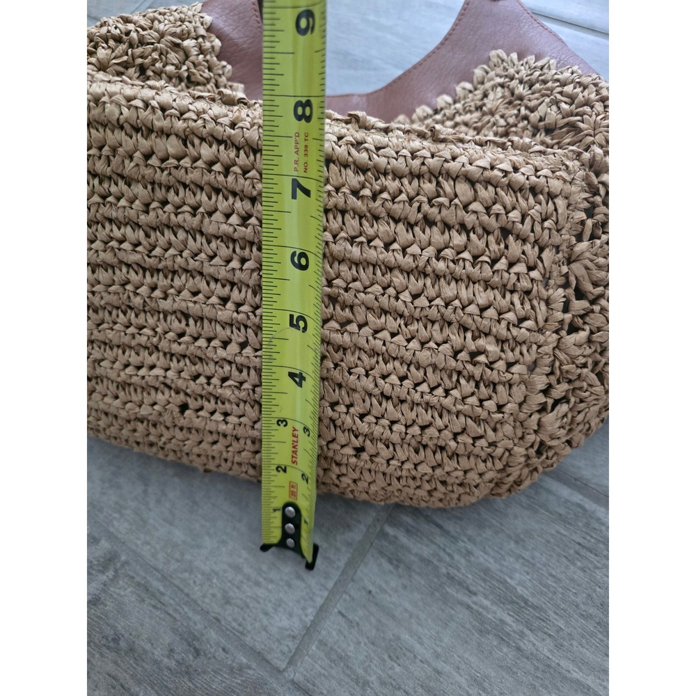 The Sak Roma Tan Woven Straw Hobo Bag Shoulder Bag Purse - Picture 3 of 9